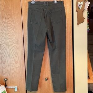Gloria Vanderbilt Old School Olive Green Amanda High Waist Taper Jeans Size 14